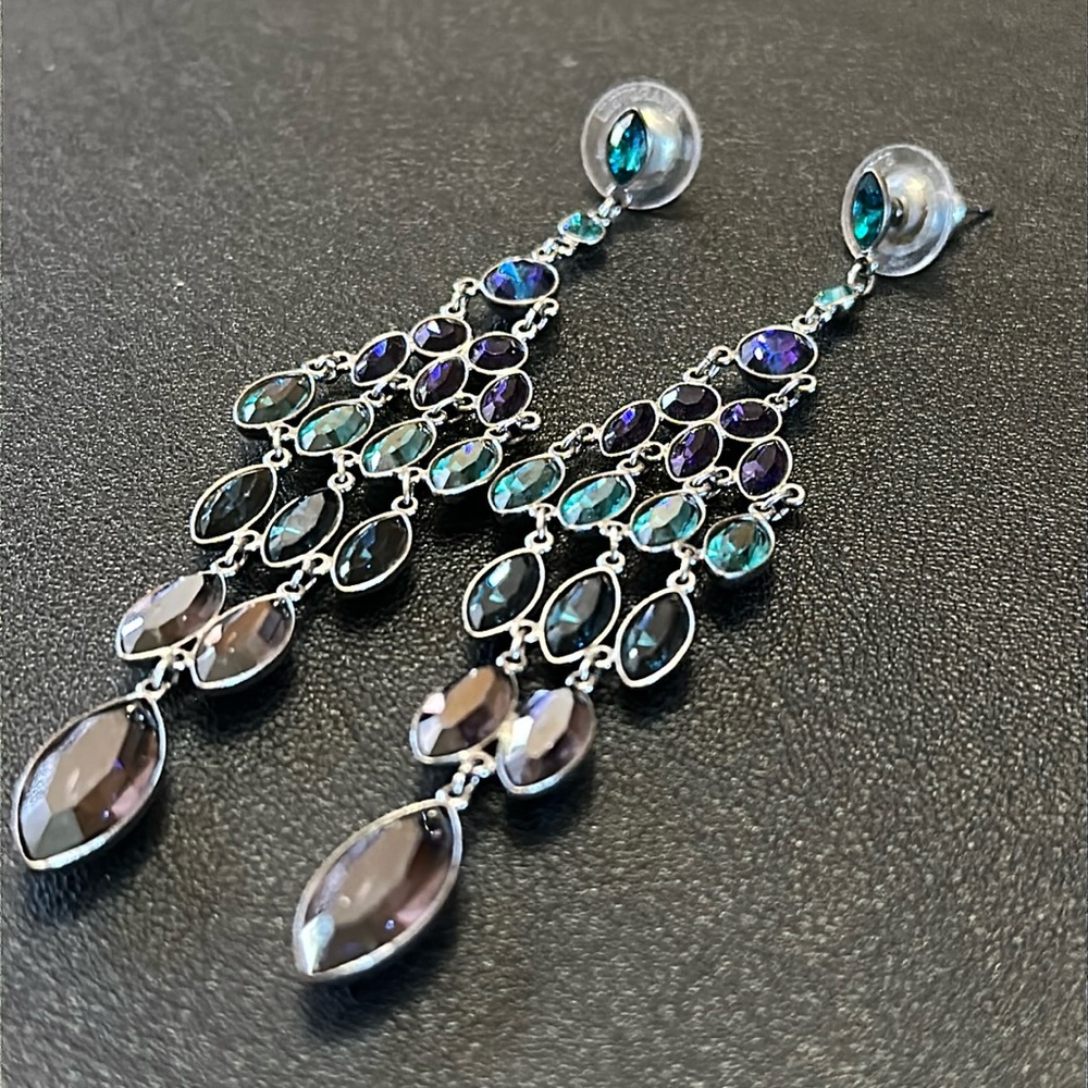 Swarovski Multi-Color Statement Drop Post Back Ea… - image 5